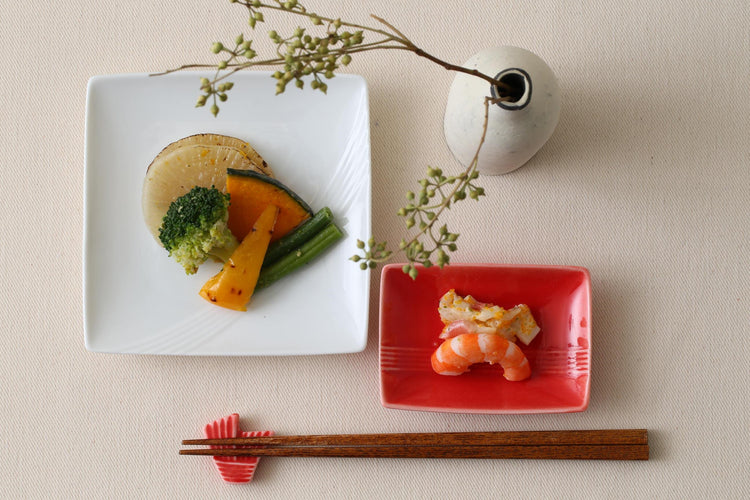 miyama | mizu-hik紅白盤碟筷架禮盒組