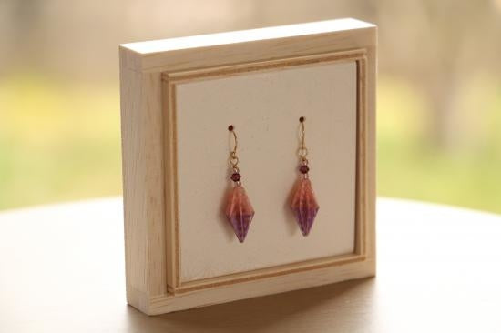 家田紙工 | Star夾式耳環 四海波紋(粉、紫色)