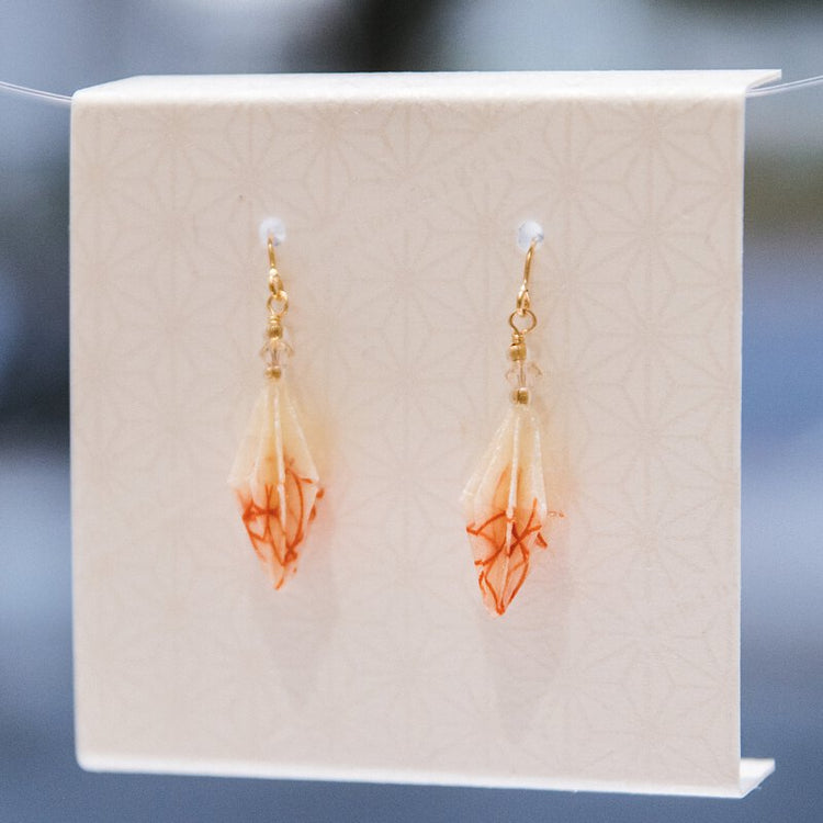 家田紙工 | Star耳環 七寶紋(橘紅色)