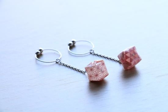 家田紙工 | Balloon夾式耳環 和紋(粉色)