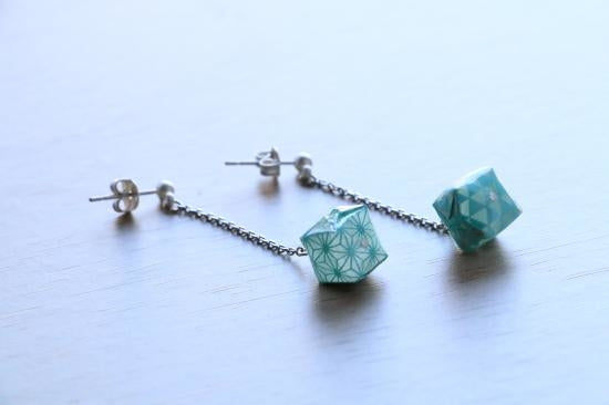 家田紙工 | Balloon耳環 和紋(藍綠色)