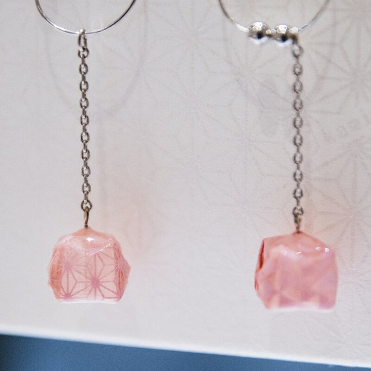 家田紙工 | Balloon夾式耳環 和紋(粉色)