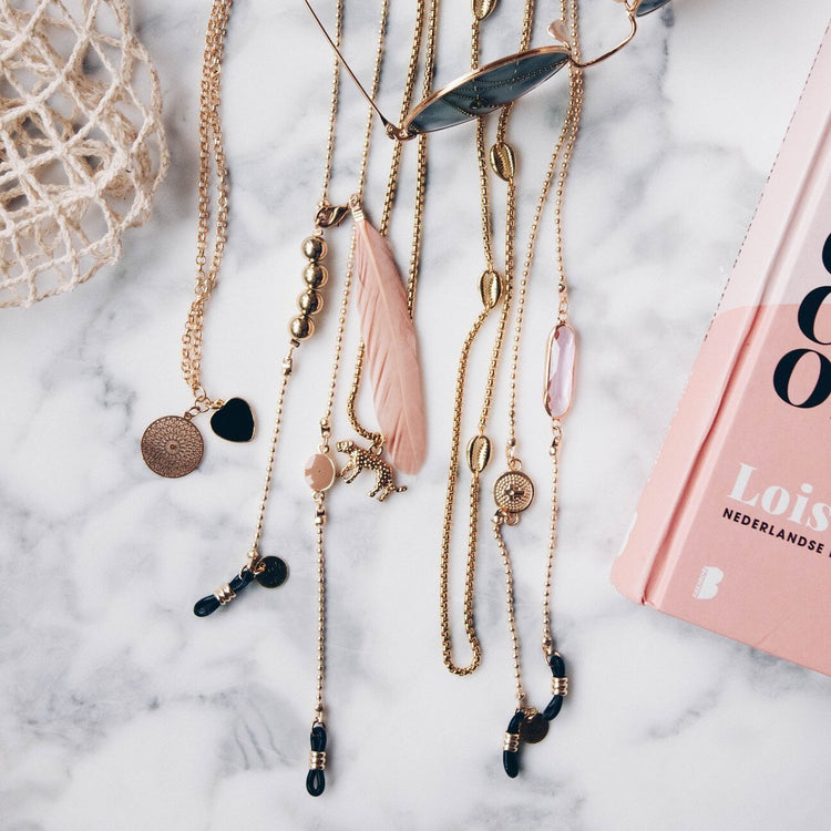 Sunny Cords|手工眼鏡鍊 水晶 (黑/粉)