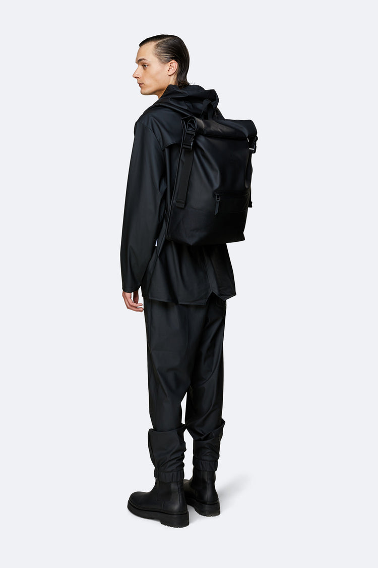Rains | Buckle Rolltop Rucksack Black 後背包