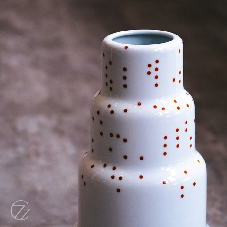 1616/Arita Japan ｜ S&B Flower Vase High red dots 花瓶