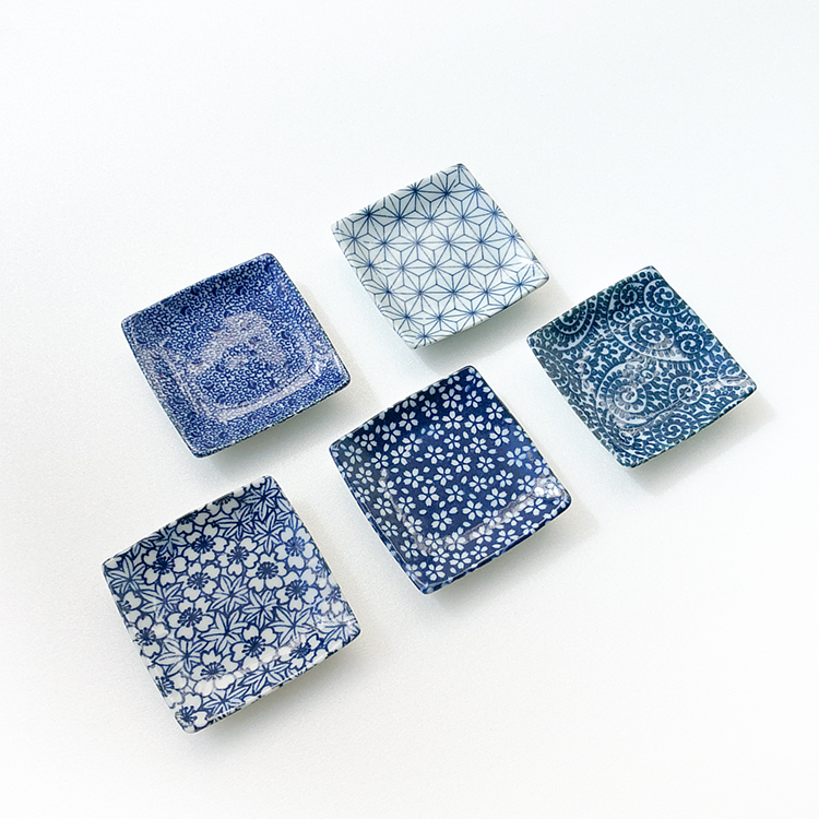 敏山窯｜陶瓷和風方形小皿（五入）
