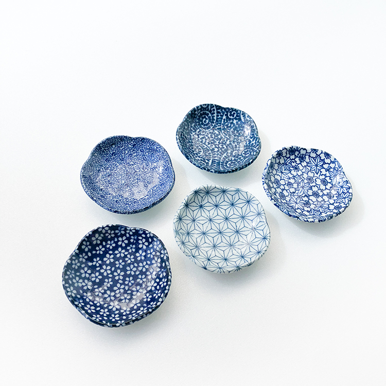 敏山窯｜陶瓷和風花形小皿（五入）